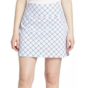 Lady Hagen 17" Tummy Control Golf Skort Size XL Star Plaid Blue Red White Skirt